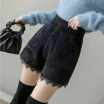 Mayfox 여성반바지 하이웨이스트 뽀글이 와이드 밴딩 허리블랙숏 AL-XM1102