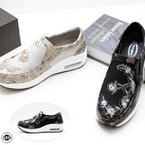 신신고 여성 푹신한 밴드형 쿠션 플라워 슬립온 스니커즈 운동화 굽4cm GS 258