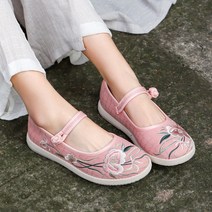 자수화 미끄럼 방지 플랫 통기 부티 빈티지 면마 일자 단추 전통꽃신 전통신발 꽃신 이쁜신발 수제화 수제신발 자수신발