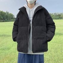 남성용 코듀로이 패딩 가을 겨울 오버핏 숏패딩 무지 골덴 후드 집업 캐주얼 코디 패션