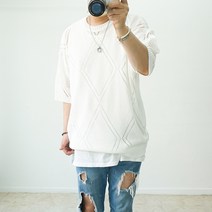 시원한 여름 다이아 린넨 반팔니트 신혼여행 커플니트 3컬러