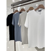 트루젠 남성 베이직 디자인 면 100% 너치드넥 여름 반팔 티셔츠 4컬러