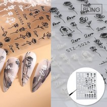 3D 엠보 네일 플라워 아트 데코 스티커 STZ-5D24, STZ-5D24번