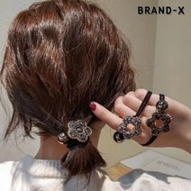 [브랜드엑스] 션샤인 스톤 플라워 실버볼 머리끈