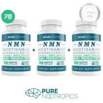 [3병] 퓨어 누트로픽스 NMN 350mg 90캡슐 엔엠엔 NAD 촉진 건강한 노후, 1개, 기본