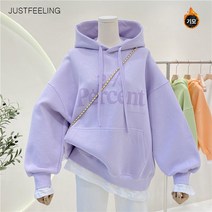 JUSTFEELING 캐주얼 레터링 프린팅 주머니 긴팔 맨투맨 여성의류 긴팔티 봄가을 데일리 상의