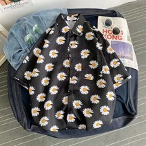 남성 하와이안 알로하 셔츠 휴가 데이지 여름 반팔 해변 3XL