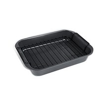 kitCom Bakeware 논스틱 로스터(랙 포함) 닭고기 로스팅 및 칠면조 구이에 이상적 38 x 28 cm 회색, 15 x 11 x 2.4인치