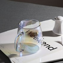 오로라 항아리 머그컵 홈카페 유리컵 홀로그램 450ml, 레인보우 항아리머그 450ml