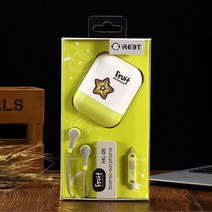 용 인이어 귀여운 이어폰 앰프 스마트폰과 호환되는 마이크 3.5mm 범용 과일 이어폰 스테레오가 있는 성인, 노란색