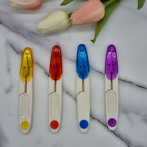 안전 투명 캡 뚜껑 컬러 실밥제거 쪽가위, 빨강