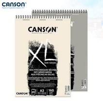 캔손 XL 샌드그래인 드라이 믹스미디어 160g 42x29.7 A3 40매입/A3스케치북, CA110-396 회색