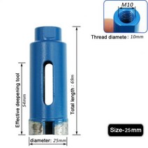 코어드릴 코아드릴 건식6-75mm 구멍 오프너 다이아몬드 M10 앵글 그라인더 드릴 비트 톱 커터 유리 대리석, 01 25mm