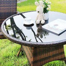 카시안 발리 라탄 강화유리 테이블 CN 야외테이블 정원 팬션, 원형