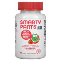 SmartyPants 어린이용 프리바이오틱 및 프로바이오틱 면역력 포뮬라 딸기 크림 맛 20억 CFU 구미젤리 60개