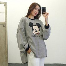 이힝 윙크 미키 봄 스트라이프 루즈핏 롱티셔츠 긴팔 티셔츠