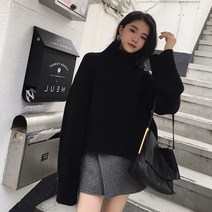 돌돌이니트 목폴라 스웨터 여성 와이드 루즈핏 핏아우터 겨울 가을 키치한 두꺼운 이너 풀오버 후드 2799615122