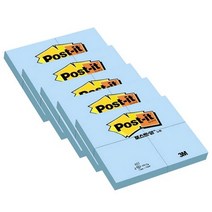 포스트잇 노트 653 4패드 51 x 38 mm, 400매 x 5개입, 블루