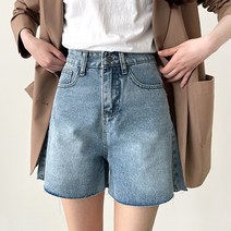 잘빠진 여성용 캐주얼 데님 4부 청 반바지