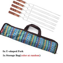 화로대 그릴 캠핑 차박 접이식 숯불 엑스 불멍 미니 야외 불판 그릴 화로대 d2 5pcs 로스팅 포크 가방 핫도그 꼬치 바베큐 포크 캠핑용 등산용 차박용 장작 뗄깜 그릴 화로대