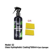 자동차 유리 소수성 코팅 스프레이 안티 레인 클리너 나노 세라믹 창 윈드 스크린 보호, [04] S2 300ml 2pcsSponge