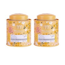 Whittard 영국 위타드 피치 앤 크림 루즈리프 티 40g 2캔 Peaches and Cream Mini Caddy, 2개