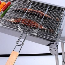 캠핑 야외 양면 석쇠 그릴 바베큐 생선구이 대형 손잡이 석쇠판, 단품