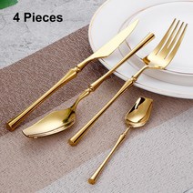 424Ps 황금 칼 세트 매트 완료 스테인레스 스틸 식기 거울 블랙 주방 나이프 숟가락과 포크, 02 4 Mirror Gold