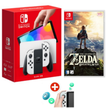 닌텐도 스위치 OLED+젤다의 전설 야생의 숨결 브레스오브더와일드 패키지, 화이트, 1개, 모델명/품번