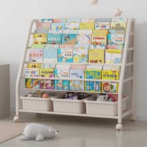 교구장 전면책장 동화책보관 학습지 철제 정리대 보관, 120cm-4단책장+1단수납+화이트박스4개