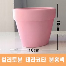 컬러 토분(분홍색) 화분 미니토분 다육이 테라코타[지름10cmX높이10cm] 수입도매