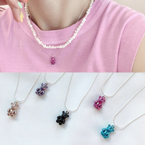 (문스샵) 5컬러 곰돌이 목걸이 전체 925 순은 실버체인목걸이 김나영목걸이 귀여운목걸이 테디베어 젤리곰 팬던트 곰목걸이 하리보 여자 여성 패션 유행목걸이 실버목걸이 은목걸이