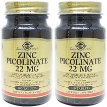 2병 Solgar 솔가 징크 아연 피콜리네이트 22mg 100 타블렛, 100정