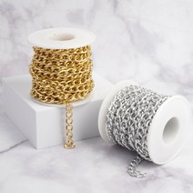 아유디 알루미늄체인 금줄 은줄 롤단위 5m 6mm 체인 DIY 쥬얼리 목걸이 팔찌 만들기, 실버