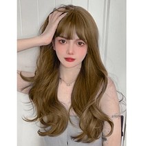 엠크루엘 긴머리 웨이브 통가발 + 가발망 세트, 라이트브라운, 1개