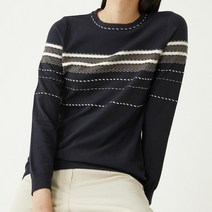 올리비아로렌 봄 스트라이프 베이직 라운드 니트 VOB BLYS1121 NA