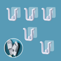 차차미 심플 슬리퍼 걸이 수납 다용도 벽부착 실내화 거치대 화장실 욕실 현관, 화이트×5개입, 1개