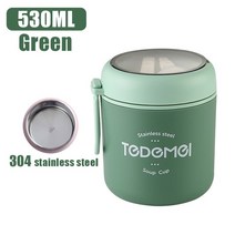 710ML 스테인레스 스틸 도시락 마시는 컵 숟가락 음식 열 항아리 절연 수프 보온병 용기 열 도시락, Green 530ml