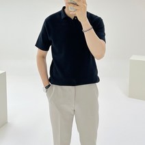 아도르클래식 테리 반오픈 카라 소프트 반팔 니트