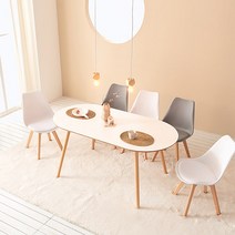 더스테이 타원형 원목 식탁 테이블 1600 (의자미포함), 우드화이트1600