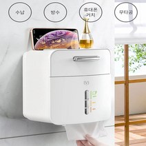 지니홀딩스 휴지양을 확인할수있는 무타공 선반형 방수 휴지걸이 수납 서랍형 화장실 휴지케이스, 1개, 골드
