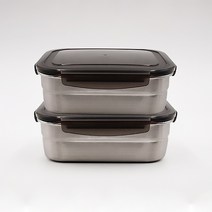 올품락 국산 스텐 밀폐용기 직사각 3호 850ml (1+1)