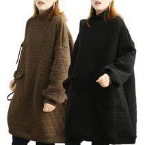 여성 오버핏 누빔 퀄팅 터틀넥 하프 패딩 맨투맨원피스 빅사이즈