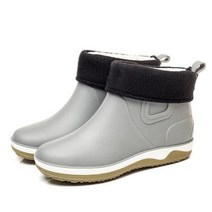 레인 부츠 장화 장마 패션 미끄럼 방지 짧은 발목 작업 방수 낚시 정원 물 신발 탄성 밴드, 없음, Black with socks+39