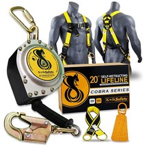 KwikSafety (노스캐롤라이나주 샬롯) 코브라 6.1m(20피트) 콤보 | 케이블 자체 수축 라이프라인 0.9m(3피트) 크로스 암 스트랩 ANSI OSHA 클래스 B 접이식, Bundle (Save 15)