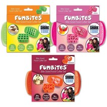 FunBites 푸드 커터 3개 세트 아동용 샌드위치 커터 음식을 한입 크기로 자르고 녹색 사각형 핑크 하트 오렌지 삼각형