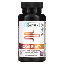 조우 뉴트리션 Bloat Blast + 소화 효소 보충 영양제 베지 캡슐 30정, 기본