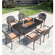 대형 불판테이블 식탁 야외 테라스 6인용 바비큐 탁자, 상세 페이지 참고, F