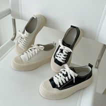 서우뿐 / 리얼 소가죽 배색 로우탑 스니커즈 단화 운동화 3.5cm