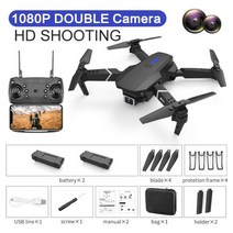KBDFA E 프로 R 접이식 쿼드콥터 드론 와이파이 F V 와이드 앵글 HD K 카메라 키즈 선물 완구, 08 black-DualC-1080P-2B